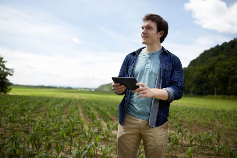 Farmer using Food safety compliance software